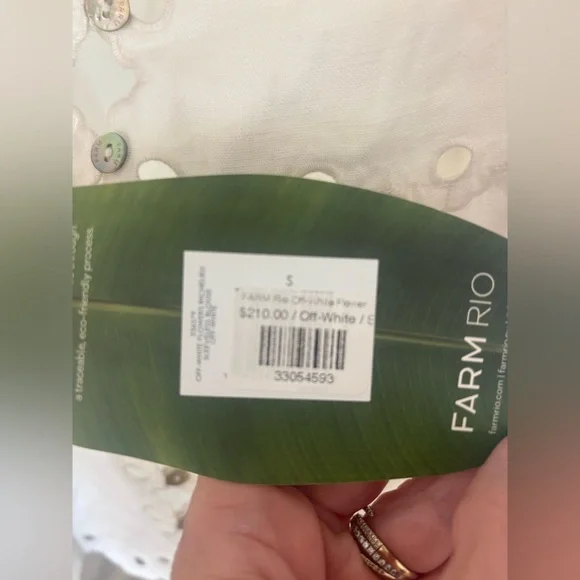 Farm Rio Off-White Flowers Richelieu Euroflax™ Premium Linen Blouse Size Small - Picture 6 of 6